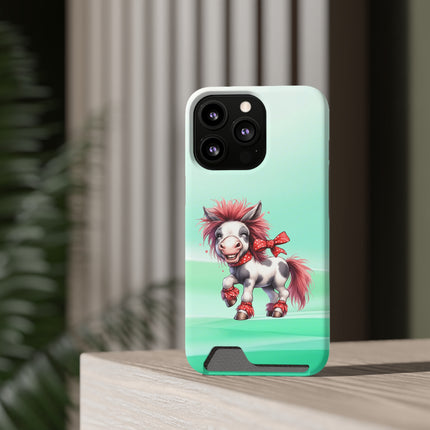 EnchantGuard Phone Case with Card Holder: Style Meets Functionality - Horse