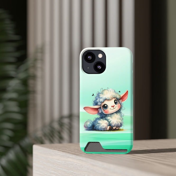 EnchantGuard Phone Case with Card Holder: Style Meets Functionality - Sheep