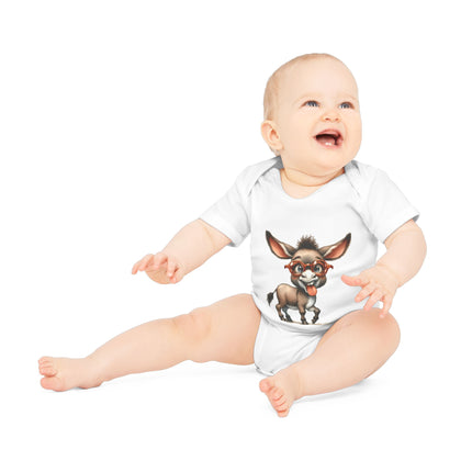 SnuggleNest Organic Baby Bodysuit (Short Sleeves) Donkey