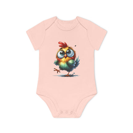 SnuggleNest Organic Baby Bodysuit (Short Sleeves) Chicken