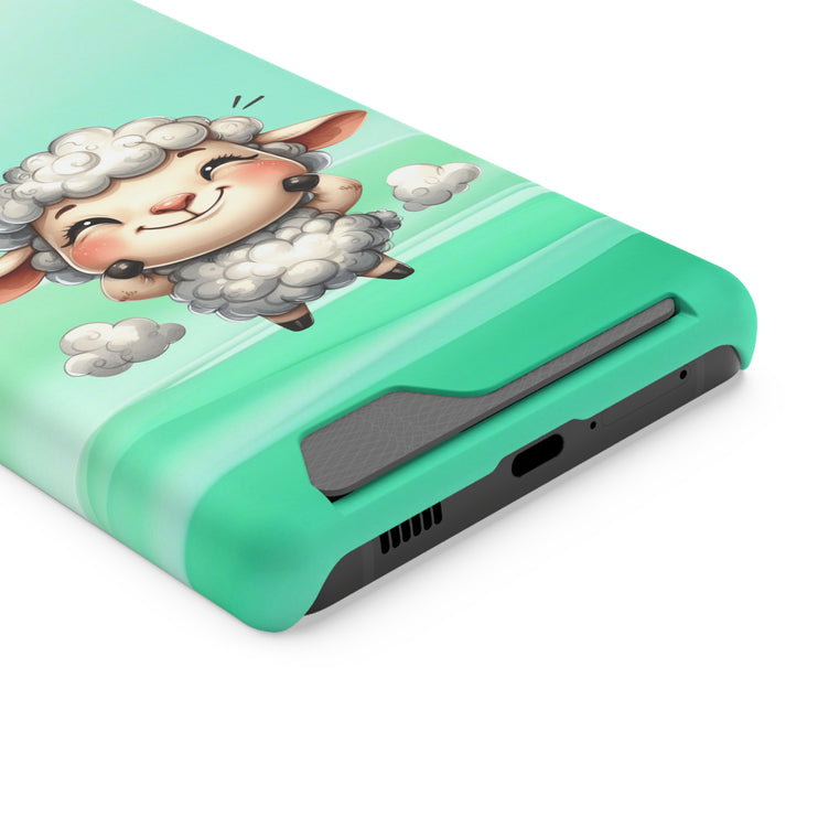 EnchantGuard Phone Case with Card Holder: Style Meets Functionality - Sheep