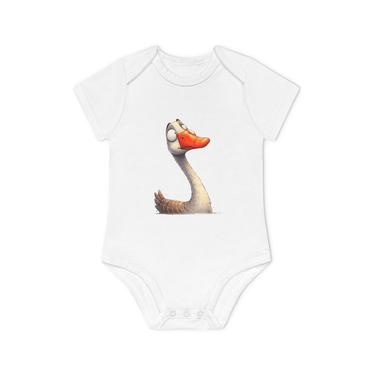 SnuggleNest Organic Baby Bodysuit (Short Sleeves) Swan