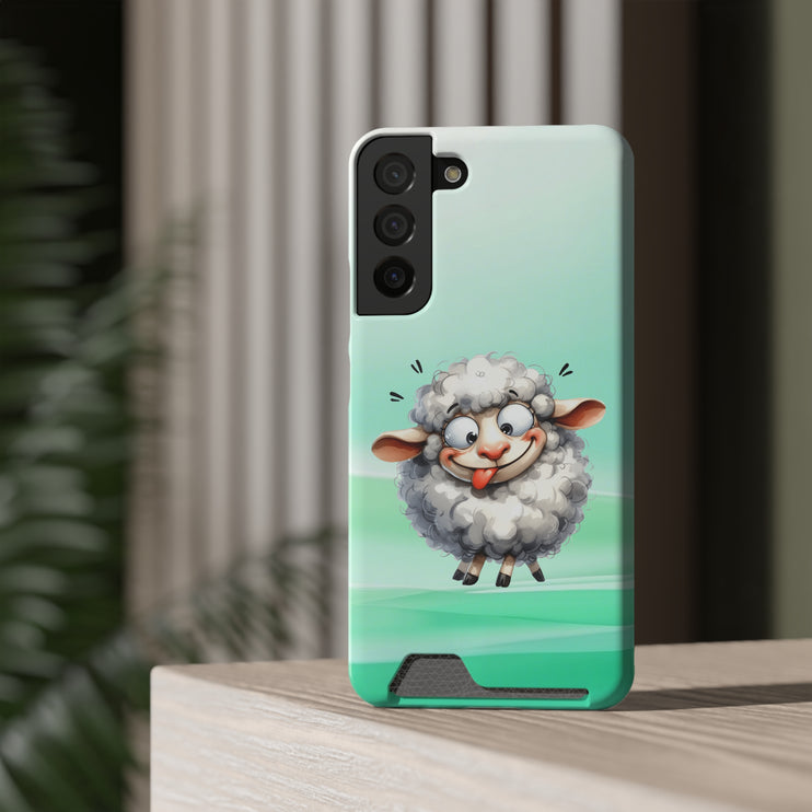 EnchantGuard Phone Case with Card Holder: Style Meets Functionality - Sheep