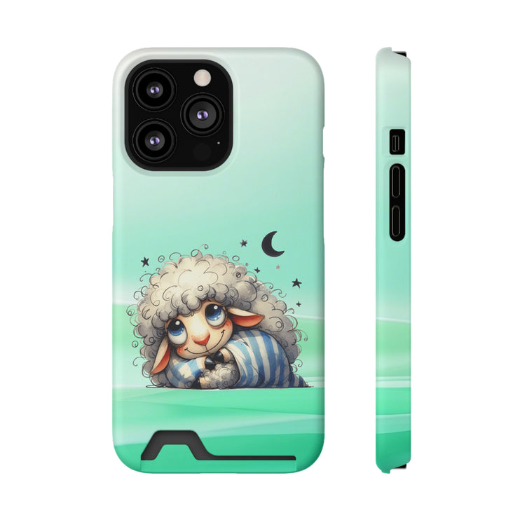 EnchantGuard Phone Case with Card Holder: Style Meets Functionality - Sheep