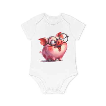 SnuggleNest Organic Baby Bodysuit (Short Sleeves) Pig