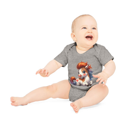 SnuggleNest Organic Baby Bodysuit (Short Sleeves) Horse