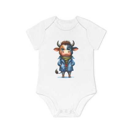 SnuggleNest Organic Baby Bodysuit (Short Sleeves) Cow