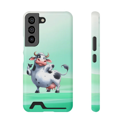 EnchantGuard Phone Case with Card Holder: Style Meets Functionality - Cow