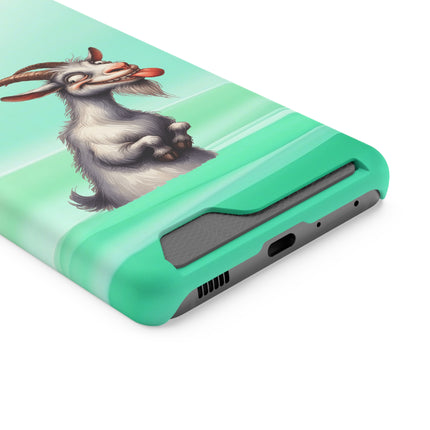 EnchantGuard Phone Case with Card Holder: Style Meets Functionality - Goat