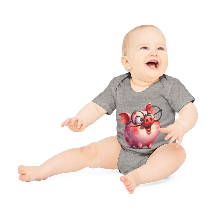 SnuggleNest Organic Baby Bodysuit (Short Sleeves) Pig