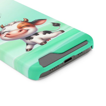 EnchantGuard Phone Case with Card Holder: Style Meets Functionality - Cow