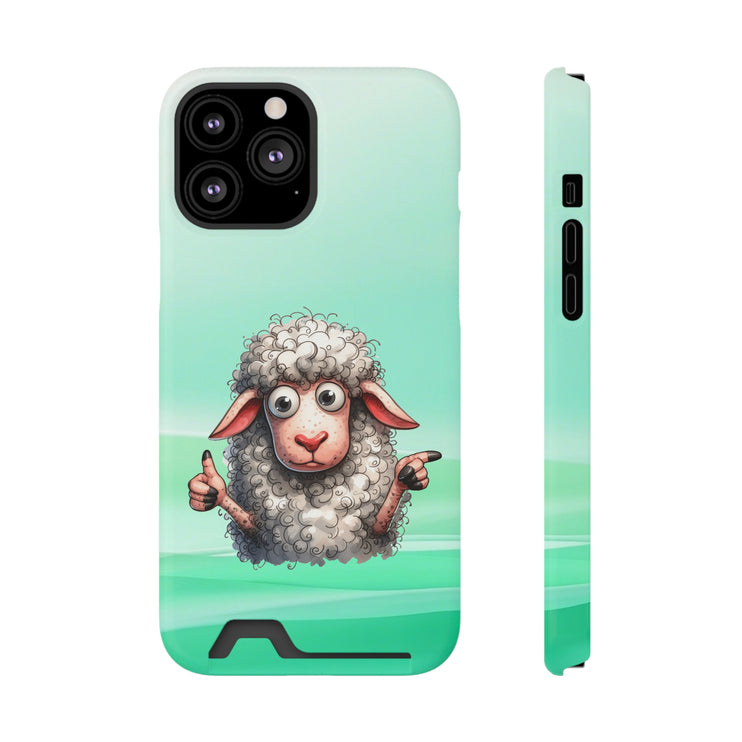 EnchantGuard Phone Case with Card Holder: Style Meets Functionality - Sheep