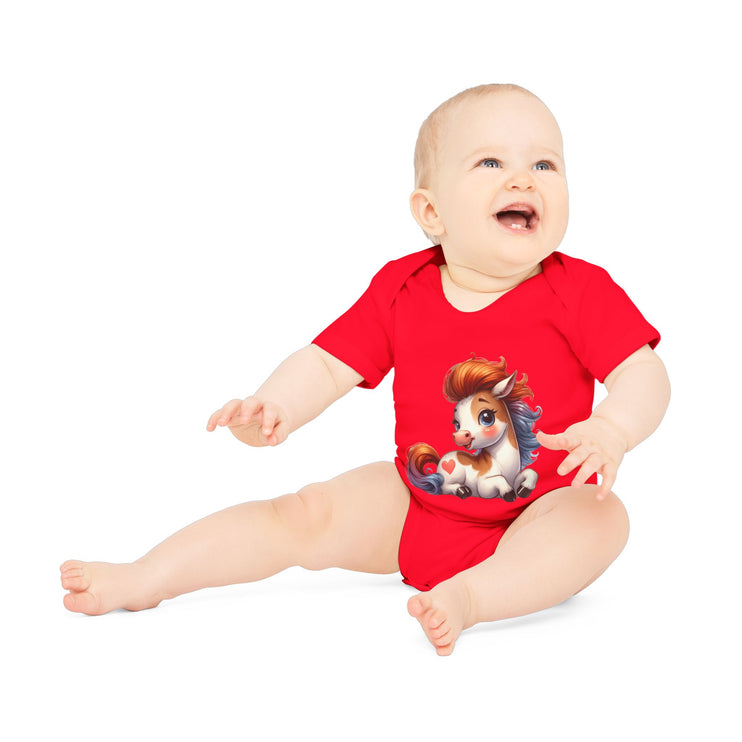 SnuggleNest Organic Baby Bodysuit (Short Sleeves) Horse