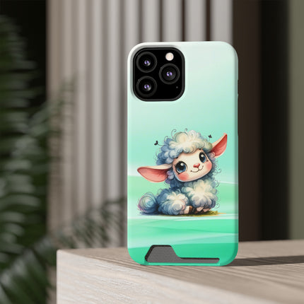 EnchantGuard Phone Case with Card Holder: Style Meets Functionality - Sheep