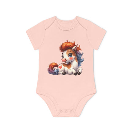 SnuggleNest Organic Baby Bodysuit (Short Sleeves) Horse