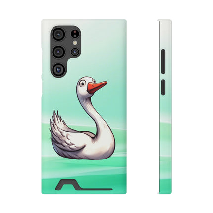 EnchantGuard Phone Case with Card Holder: Style Meets Functionality - Swan