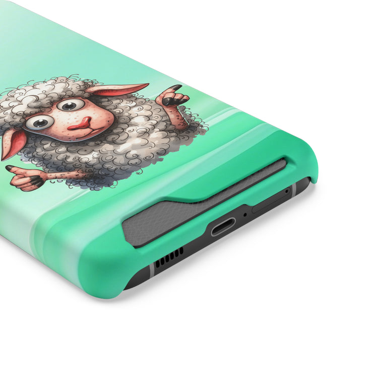 EnchantGuard Phone Case with Card Holder: Style Meets Functionality - Sheep