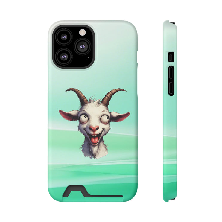 EnchantGuard Phone Case with Card Holder: Style Meets Functionality - Goat