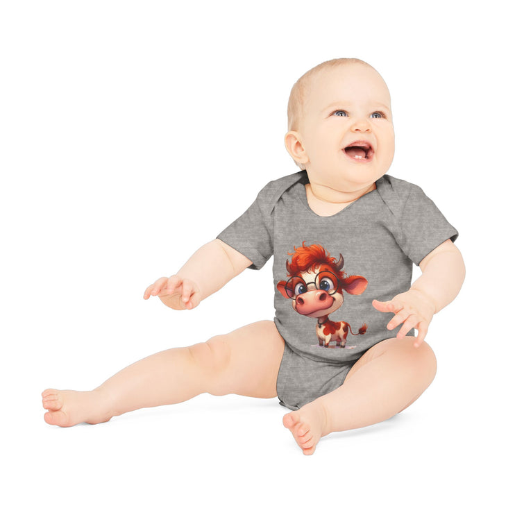 SnuggleNest Organic Baby Bodysuit (Short Sleeves) Cow