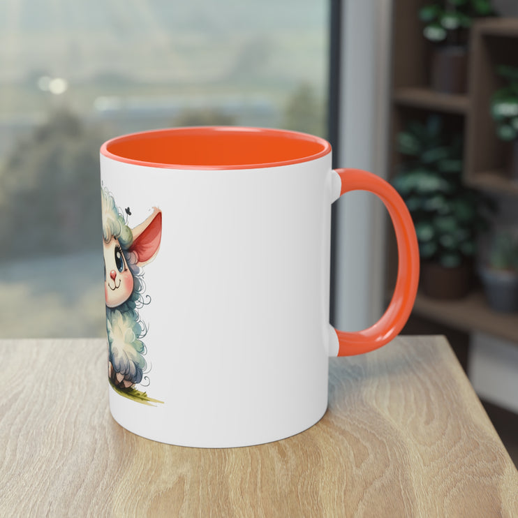 Harmony Two-Tone Coffee Mug: Sip in Style, Revel in Comfort - Sheep