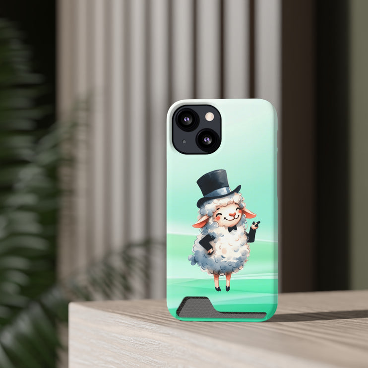 EnchantGuard Phone Case with Card Holder: Style Meets Functionality - Sheep