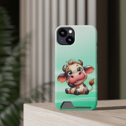 EnchantGuard Phone Case with Card Holder: Style Meets Functionality - Cow