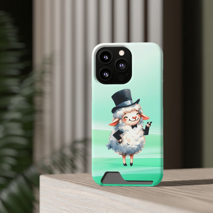 EnchantGuard Phone Case with Card Holder: Style Meets Functionality - Sheep