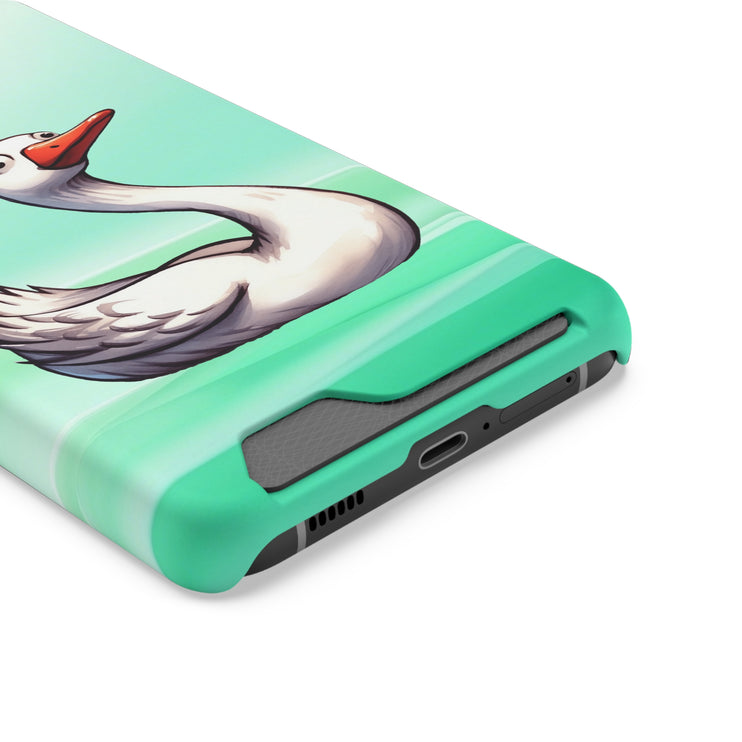 EnchantGuard Phone Case with Card Holder: Style Meets Functionality - Swan