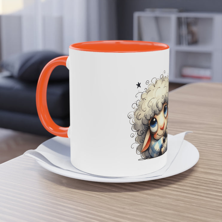 Harmony Two-Tone Coffee Mug: Sip in Style, Revel in Comfort - Sheep