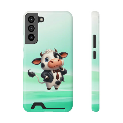 EnchantGuard Phone Case with Card Holder: Style Meets Functionality - Cow