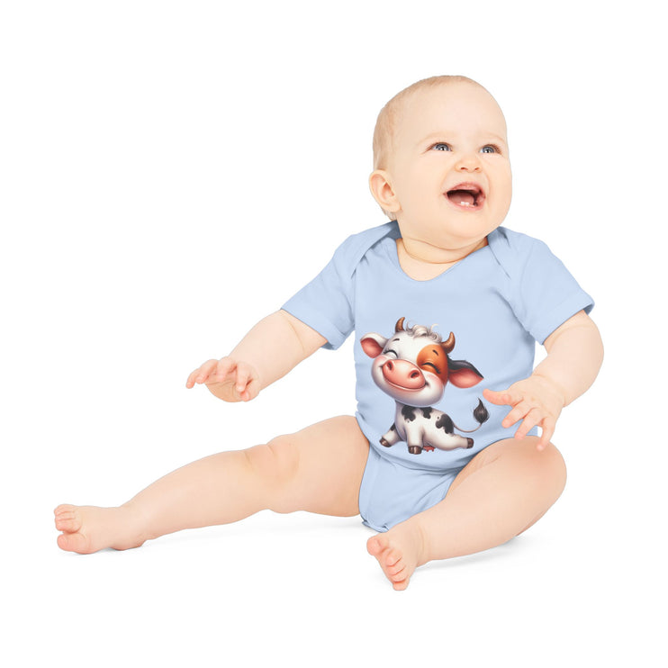 SnuggleNest Organic Baby Bodysuit (Short Sleeves)  Cow