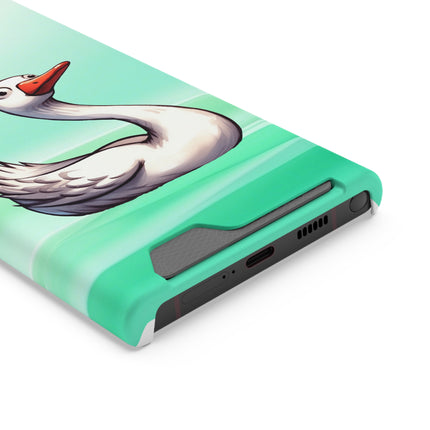 EnchantGuard Phone Case with Card Holder: Style Meets Functionality - Swan