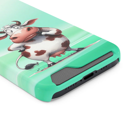 EnchantGuard Phone Case with Card Holder: Style Meets Functionality - Cow