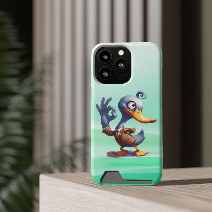 EnchantGuard Phone Case with Card Holder: Style Meets Functionality - Duck