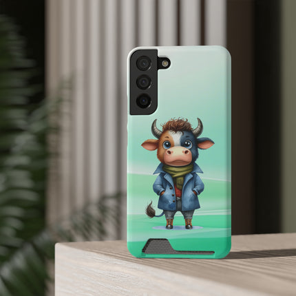 EnchantGuard Phone Case with Card Holder: Style Meets Functionality - Cow