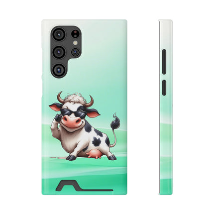 EnchantGuard Phone Case with Card Holder: Style Meets Functionality - Cow