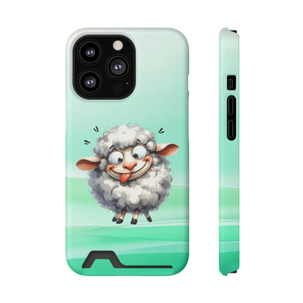 EnchantGuard Phone Case with Card Holder: Style Meets Functionality - Sheep