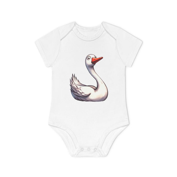 SnuggleNest Organic Baby Bodysuit (Short Sleeves) Swan