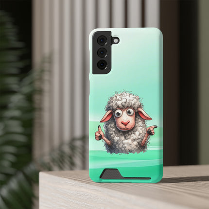 EnchantGuard Phone Case with Card Holder: Style Meets Functionality - Sheep