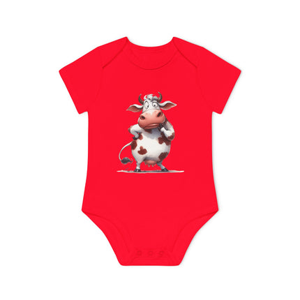 SnuggleNest Organic Baby Bodysuit (Short Sleeves) Cow