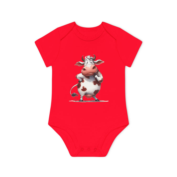 SnuggleNest Organic Baby Bodysuit (Short Sleeves) Cow