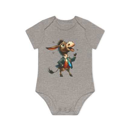 SnuggleNest Organic Baby Bodysuit (Short Sleeves) Donkey