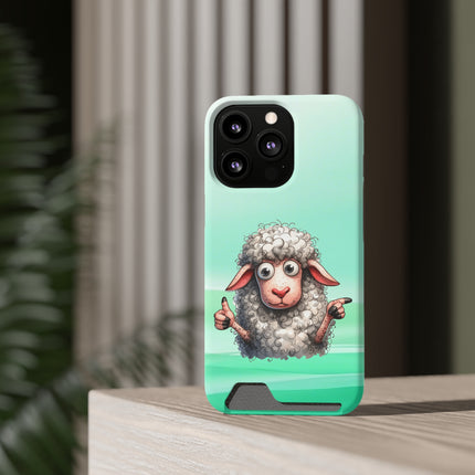 EnchantGuard Phone Case with Card Holder: Style Meets Functionality - Sheep