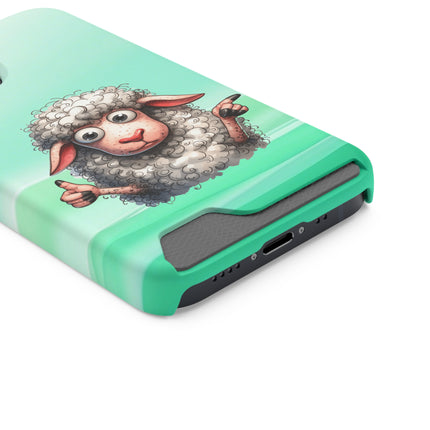 EnchantGuard Phone Case with Card Holder: Style Meets Functionality - Sheep