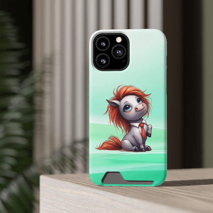 EnchantGuard Phone Case with Card Holder: Style Meets Functionality - Horse