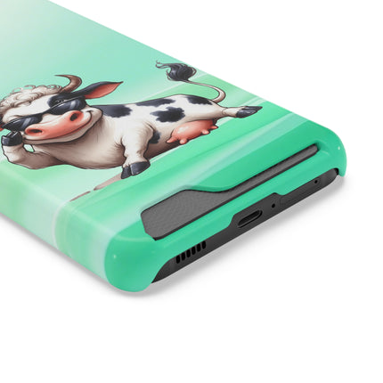 EnchantGuard Phone Case with Card Holder: Style Meets Functionality - Cow