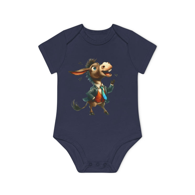 SnuggleNest Organic Baby Bodysuit (Short Sleeves) Donkey