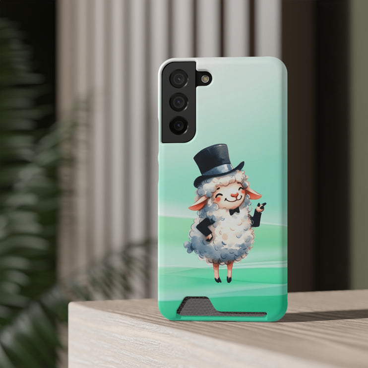 EnchantGuard Phone Case with Card Holder: Style Meets Functionality - Sheep