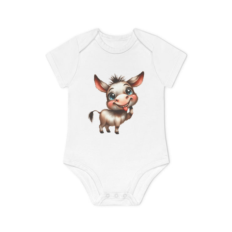 SnuggleNest Organic Baby Bodysuit (Short Sleeves) Donkey