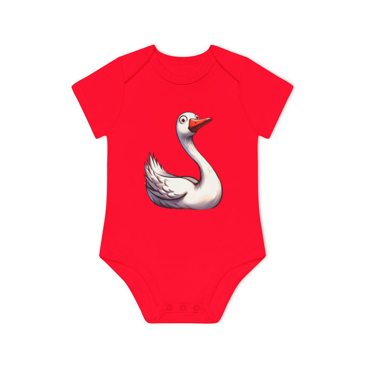 SnuggleNest Organic Baby Bodysuit (Short Sleeves) Swan